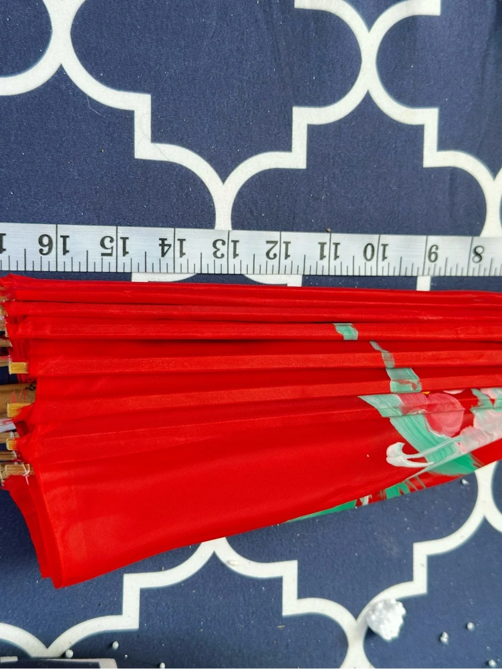 Red Floral handpainted Asian style Parasol Umbrella for Parties Home decor